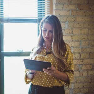 Woman using ipad